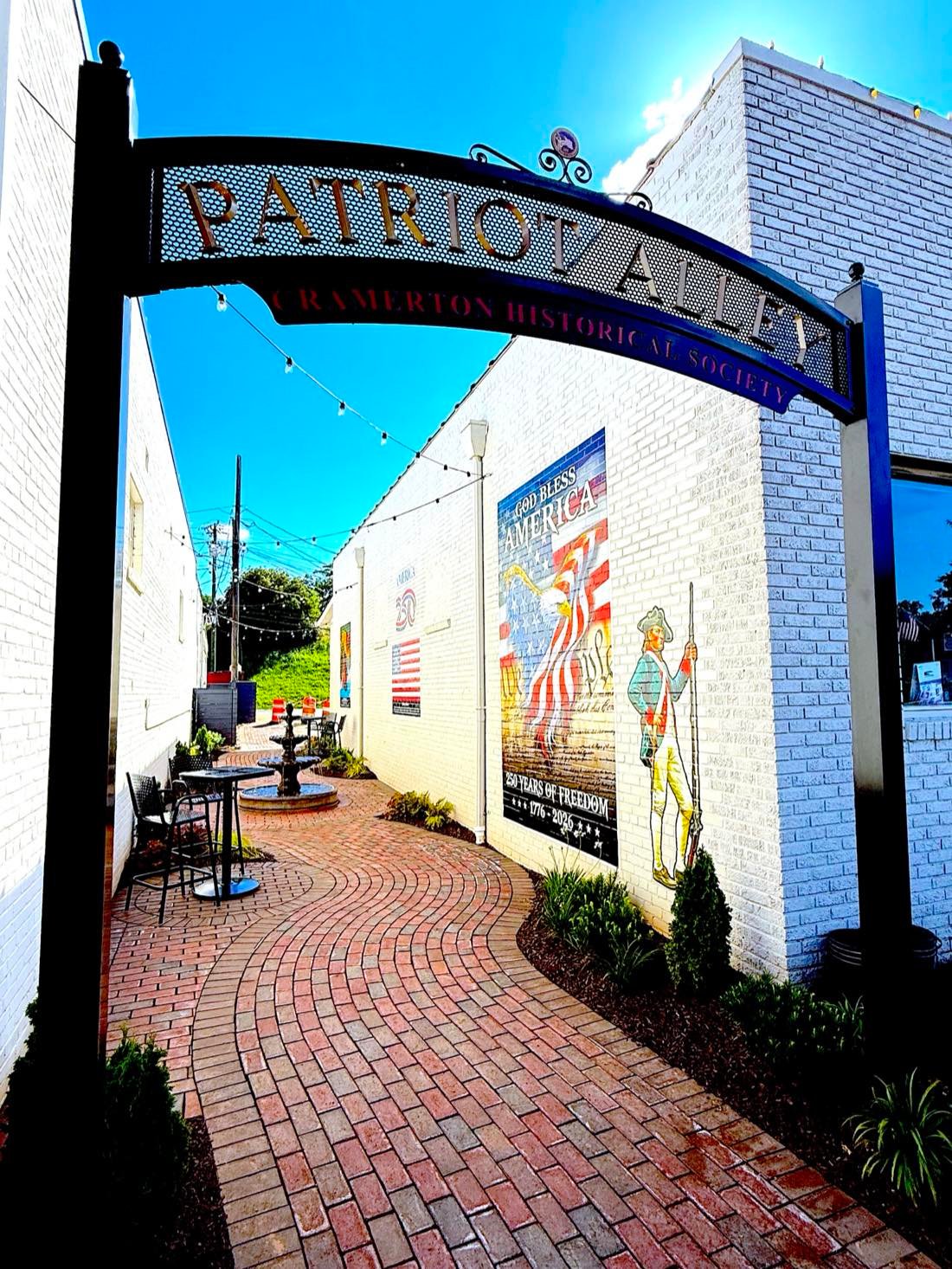 Patriot Alley in downtown Cramerton, NC near the town's historic neighborhoods
