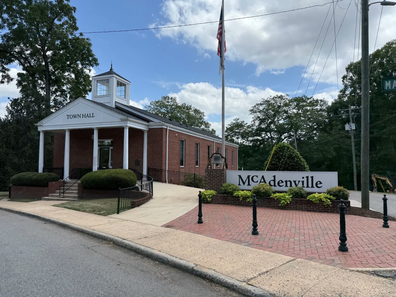 McAdenville Town Hall and town sign, McAdenville, NC